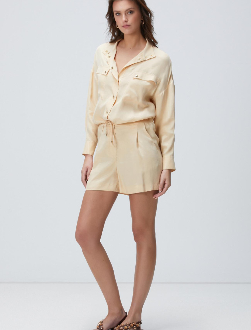 Network Kadın Açık Bej Cupro Gömlek Network Kadın Açık Bej Cupro Gömlek