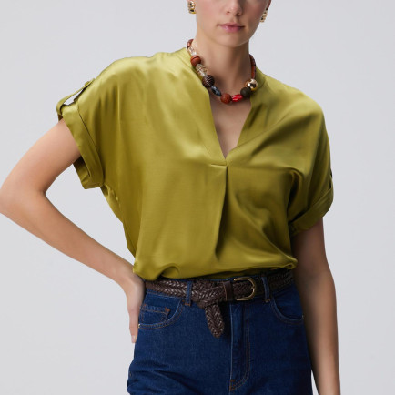 Network Kadın Yağ Yeşili Viskon Bluz Network Kadın Yağ Yeşili Viskon Bluz