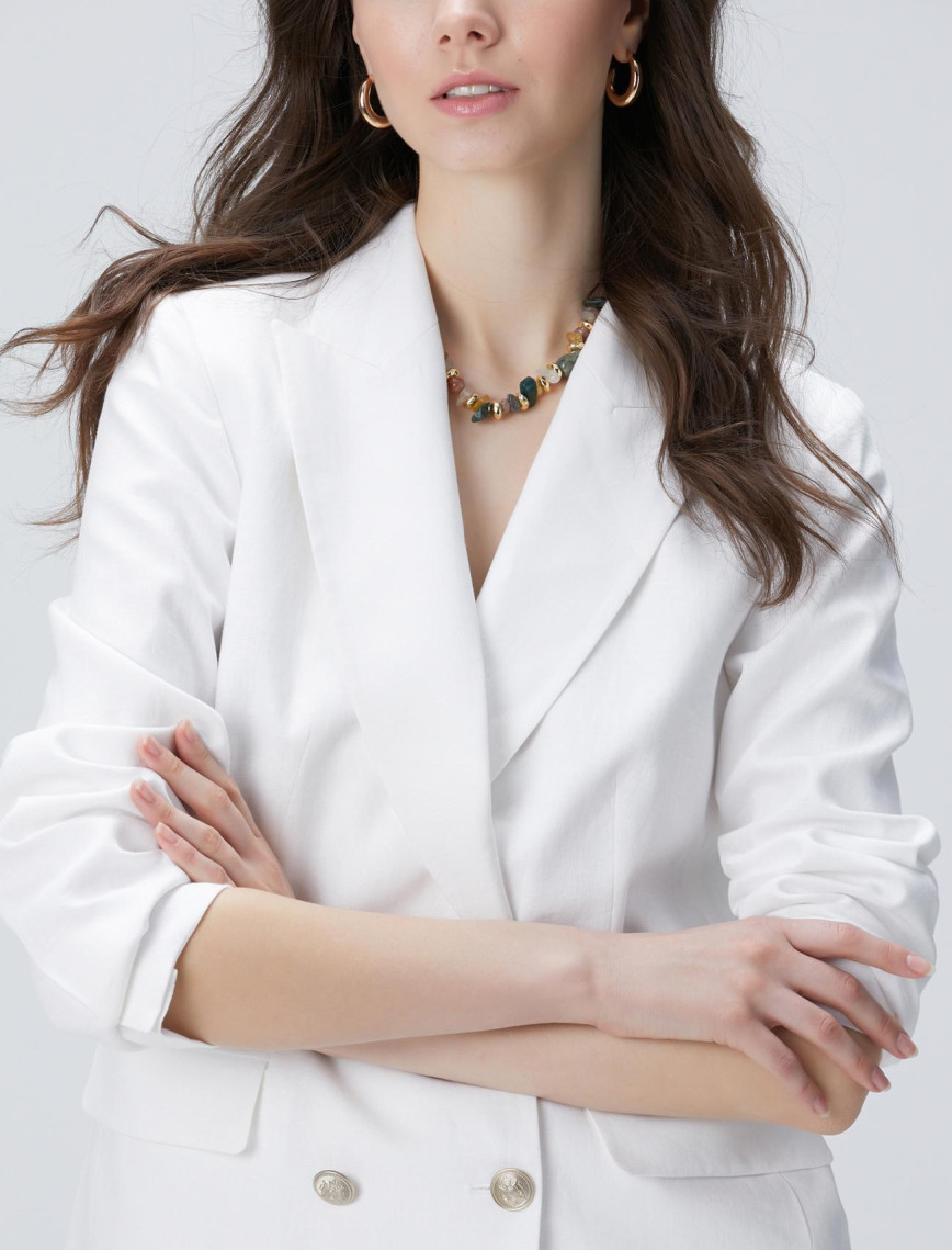 Network Kadın Beyaz Keten Ceket Network Kadın Beyaz Keten Ceket