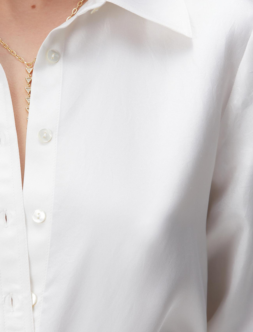 Network Kadın Limited Kırık Beyaz İpek Twill Gömlek Network Kadın Limited Kırık Beyaz İpek Twill Gömlek