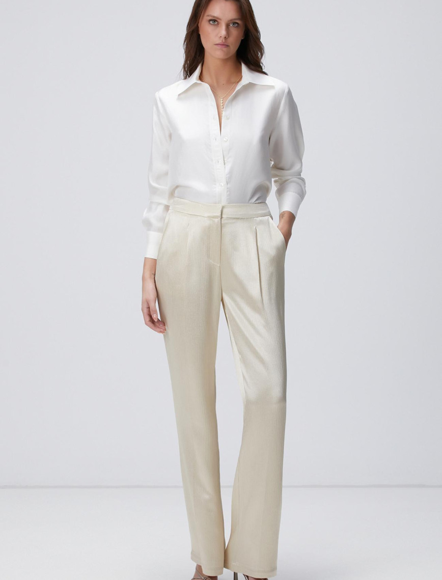 Network Kadın Limited Kırık Beyaz İpek Twill Gömlek Network Kadın Limited Kırık Beyaz İpek Twill Gömlek