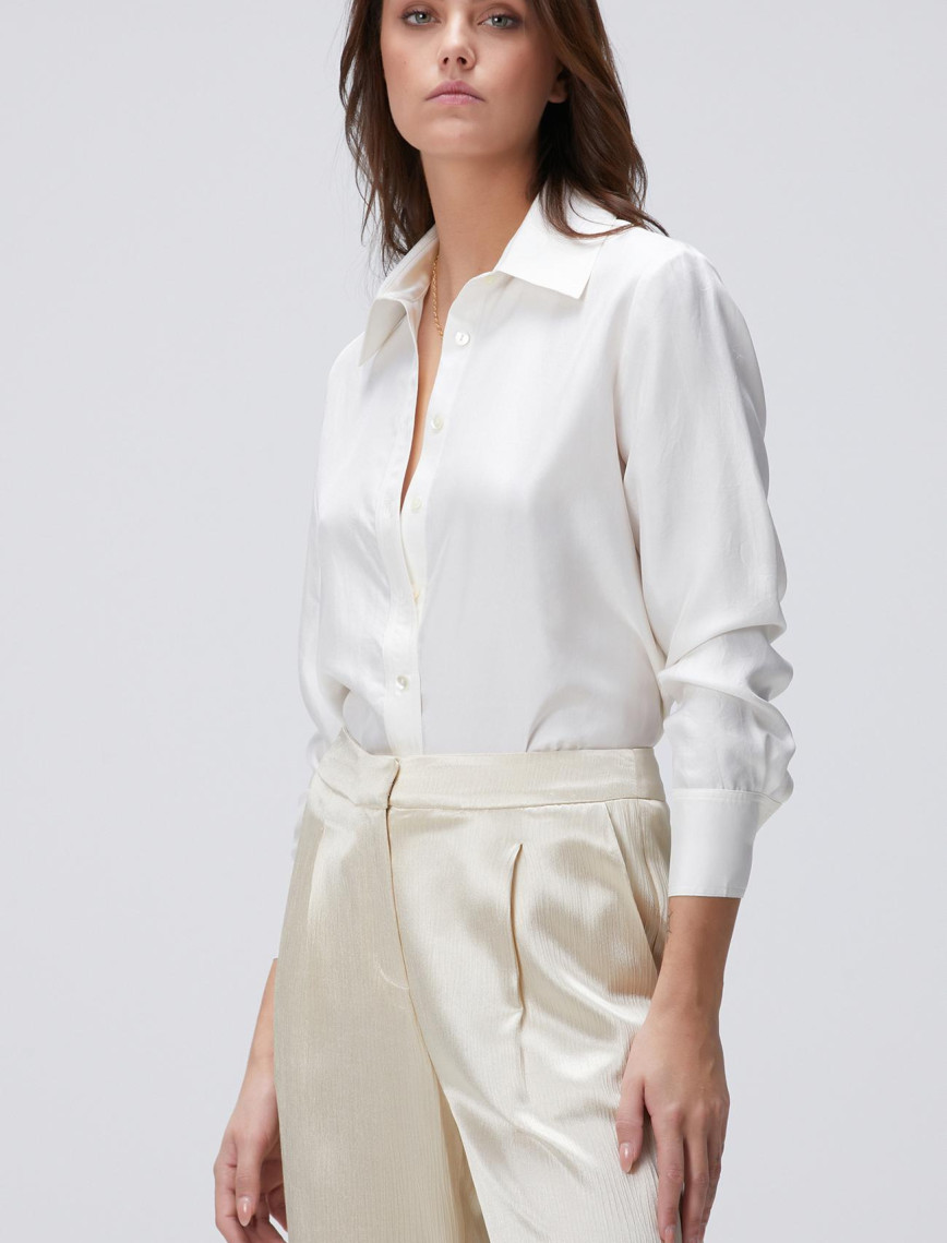 Network Kadın Limited Kırık Beyaz İpek Twill Gömlek Network Kadın Limited Kırık Beyaz İpek Twill Gömlek