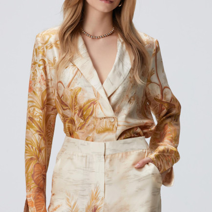 Network Kadın Sarı Desen Limited İpek Karışımlı Desenli Ceket Network Kadın Sarı Desen Limited İpek Karışımlı Desenli Ceket