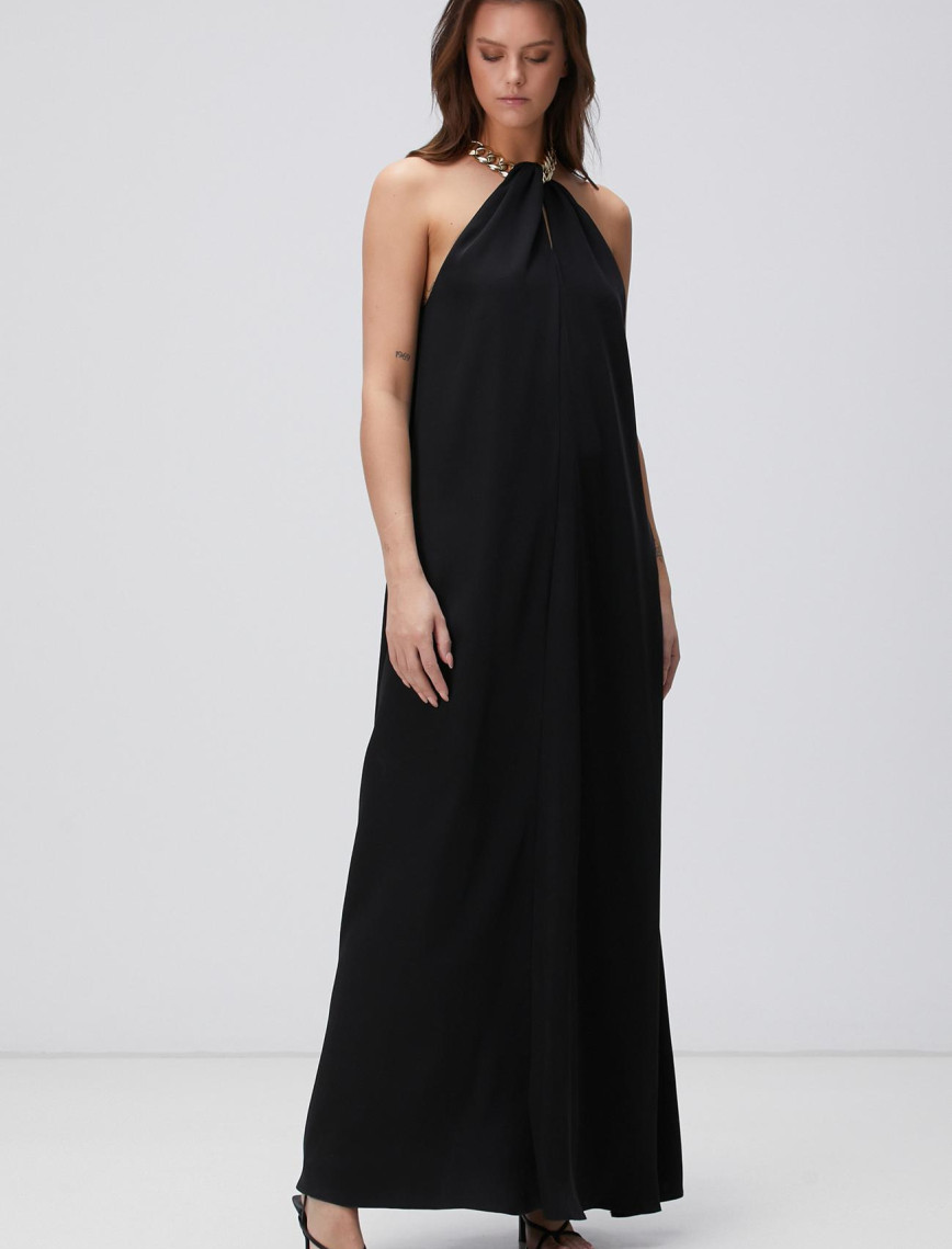 Network Kadın Siyah Maxi Abiye Elbise