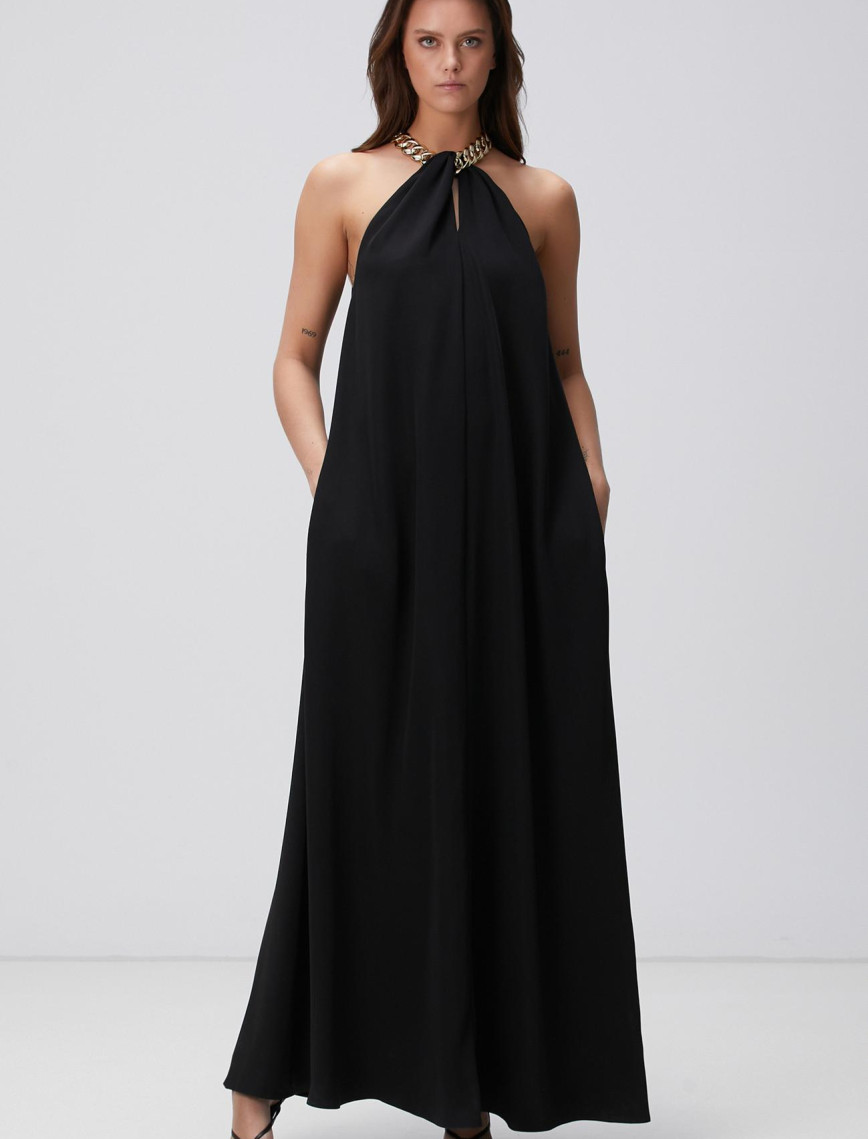 Network Kadın Siyah Maxi Abiye Elbise