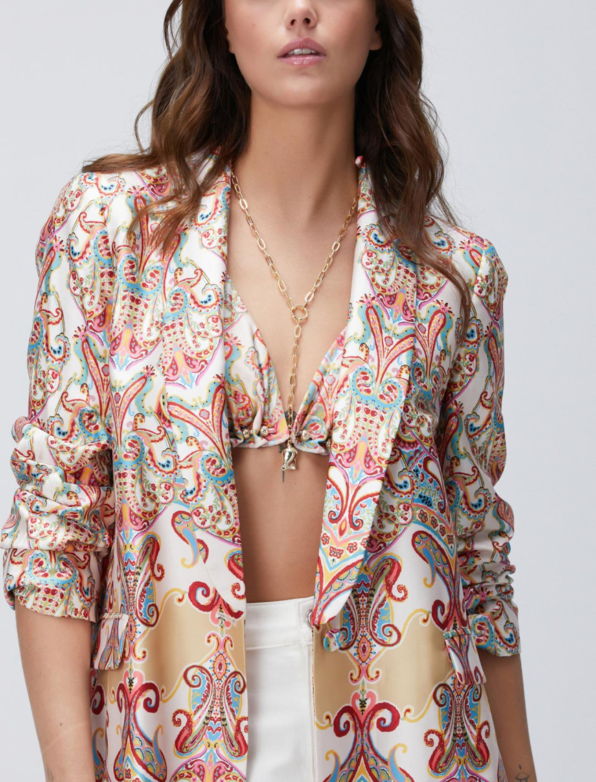 Network Kadın Bej Şal Desenli Ceket Network Kadın Bej Şal Desenli Ceket