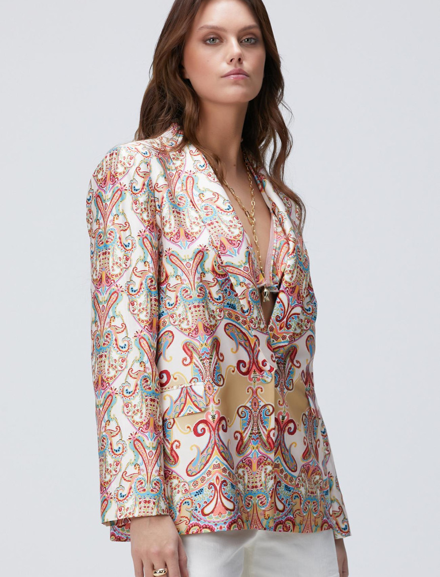 Network Kadın Bej Şal Desenli Ceket Network Kadın Bej Şal Desenli Ceket