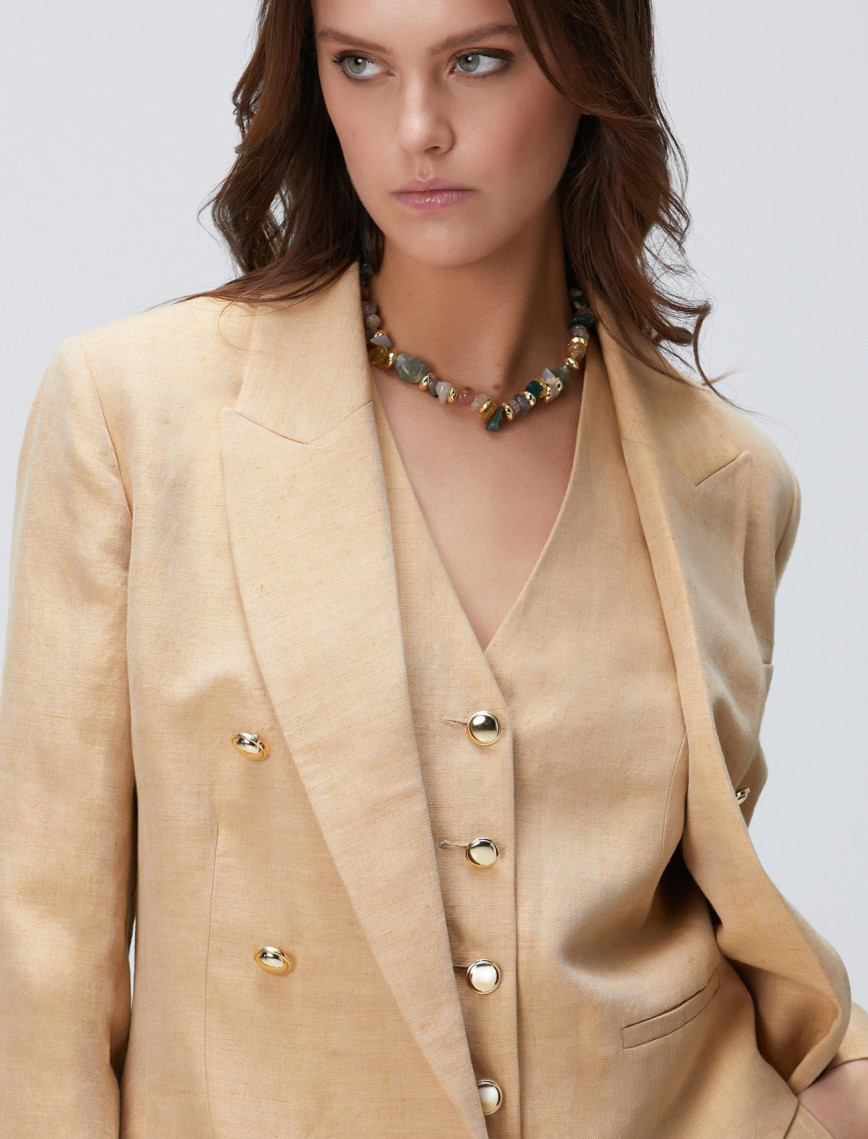 Network Kadın Limited Açık Bej Keten Karışımlı Ceket Network Kadın Limited Açık Bej Keten Karışımlı Ceket