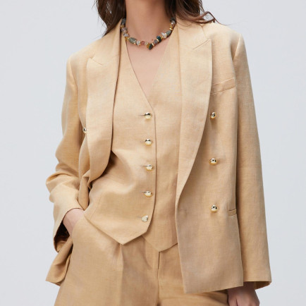 Network Kadın Limited Açık Bej Keten Karışımlı Ceket Network Kadın Limited Açık Bej Keten Karışımlı Ceket