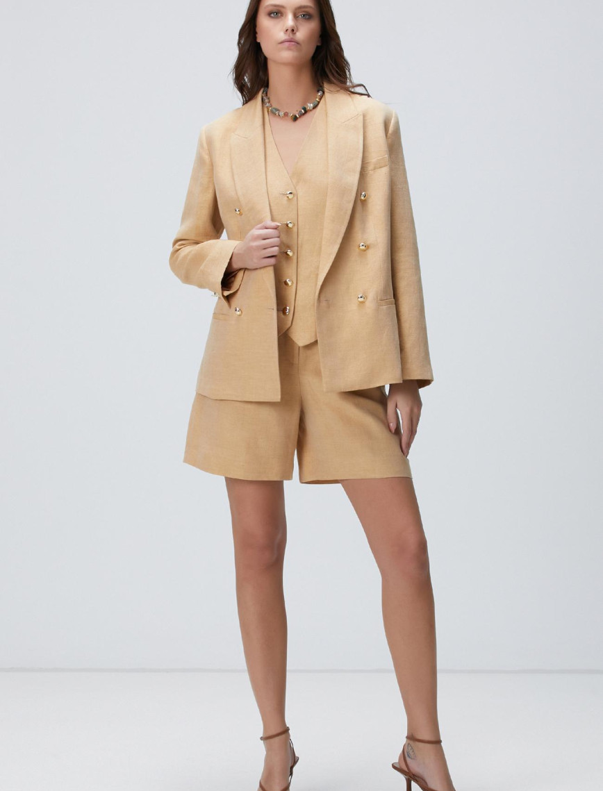 Network Kadın Limited Açık Bej Keten Karışımlı Ceket Network Kadın Limited Açık Bej Keten Karışımlı Ceket