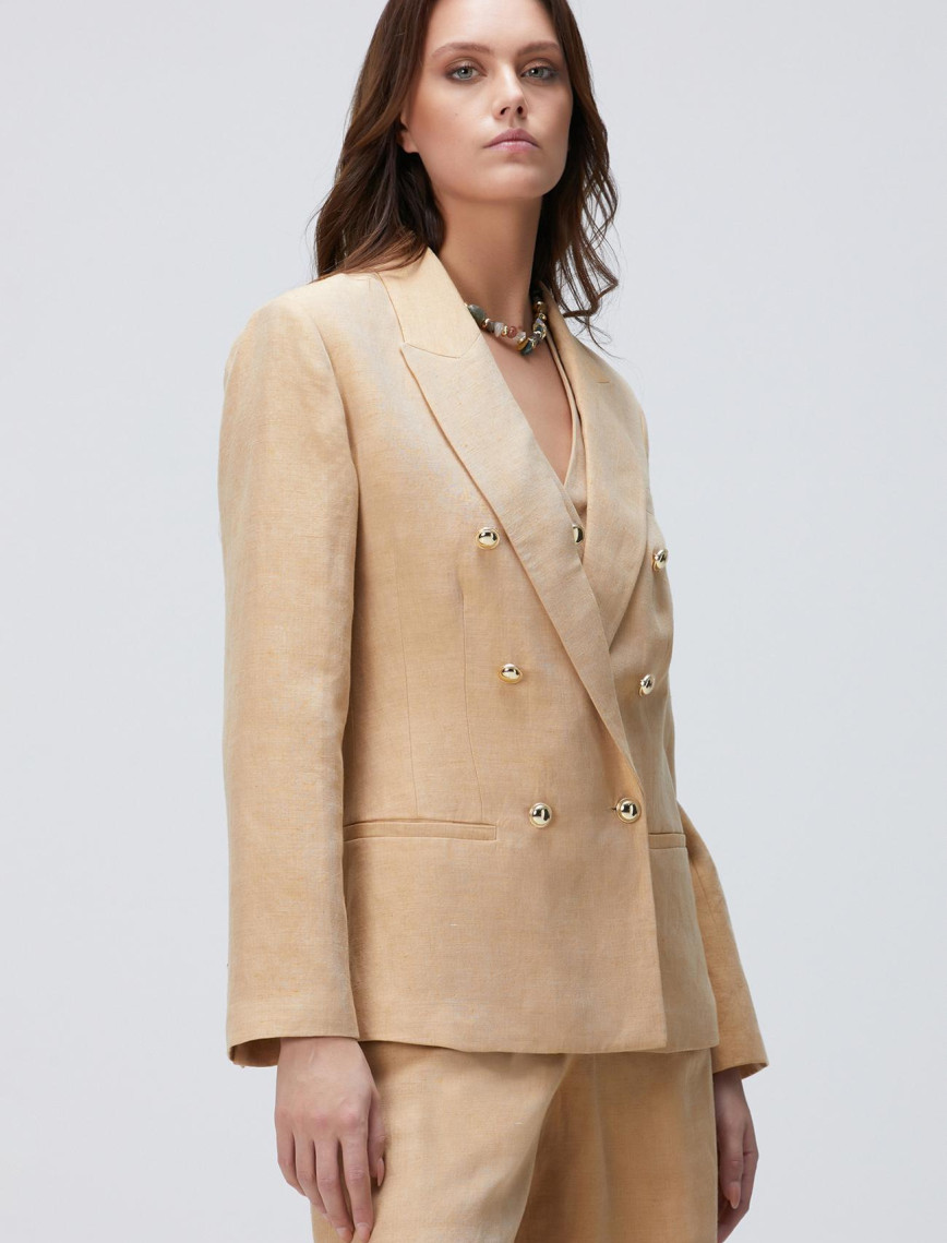Network Kadın Limited Açık Bej Keten Karışımlı Ceket Network Kadın Limited Açık Bej Keten Karışımlı Ceket