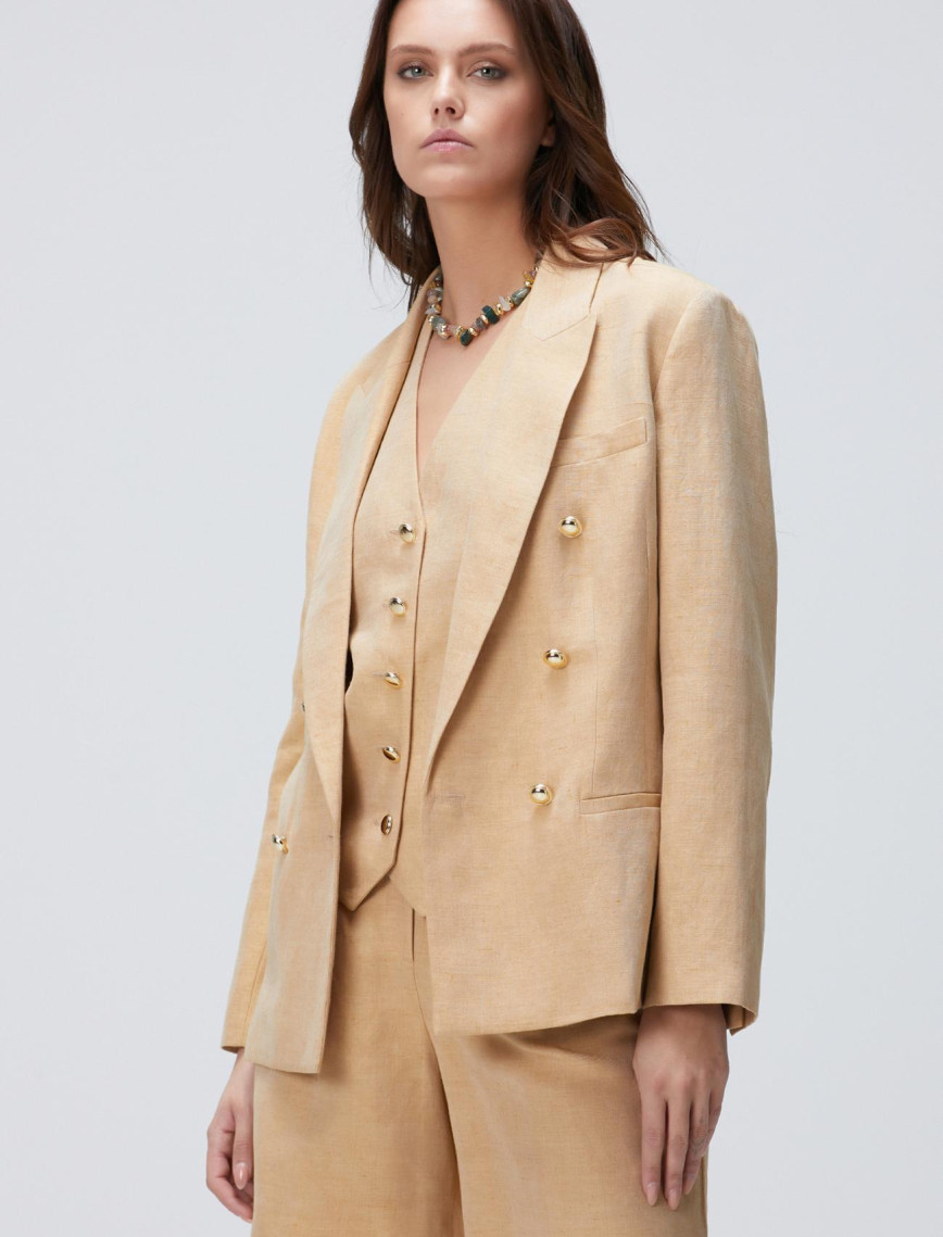 Network Kadın Limited Açık Bej Keten Karışımlı Ceket Network Kadın Limited Açık Bej Keten Karışımlı Ceket