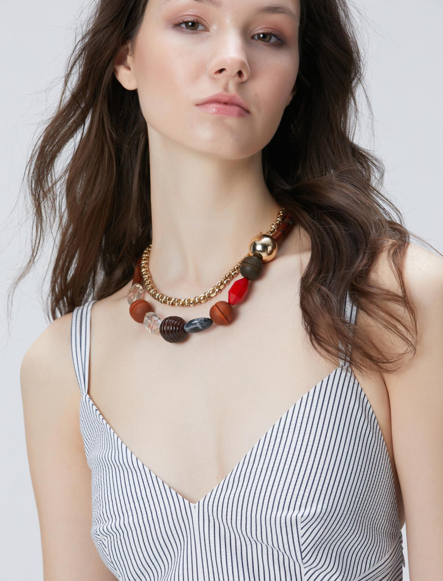 Network Kadın Lacivert Kırık Beyaz Çizgili Midi Elbise