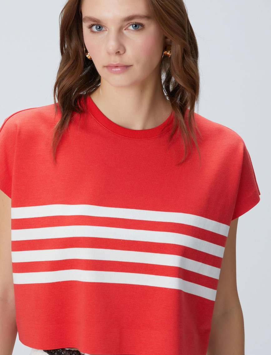 Network Kadın Kırmızı Beyaz Çizgili T-shirt Network Kadın Kırmızı Beyaz Çizgili T-shirt