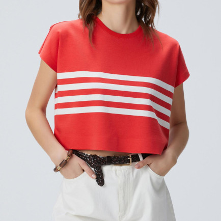 Network Kadın Kırmızı Beyaz Çizgili T-shirt Network Kadın Kırmızı Beyaz Çizgili T-shirt