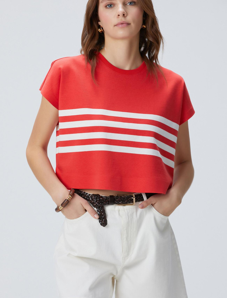 Network Kadın Kırmızı Beyaz Çizgili T-shirt Network Kadın Kırmızı Beyaz Çizgili T-shirt