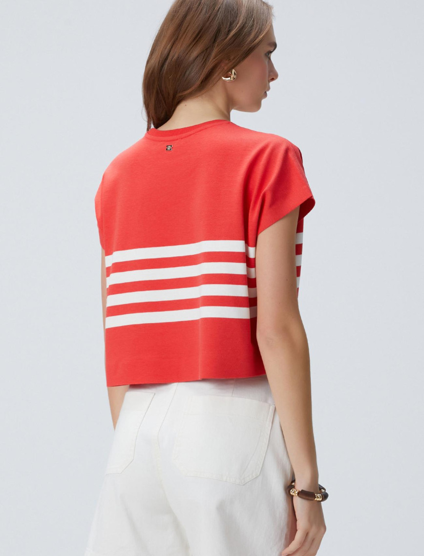 Network Kadın Kırmızı Beyaz Çizgili T-shirt Network Kadın Kırmızı Beyaz Çizgili T-shirt