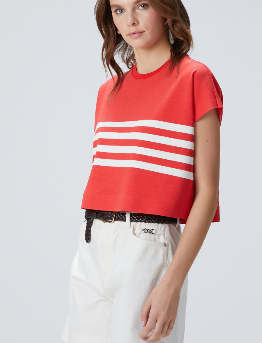 Network Kadın Kırmızı Beyaz Çizgili T-shirt Network Kadın Kırmızı Beyaz Çizgili T-shirt