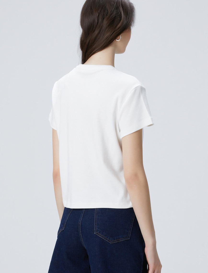 Network Kadın Kırık Beyaz Baskılı T-shirt Network Kadın Kırık Beyaz Baskılı T-shirt