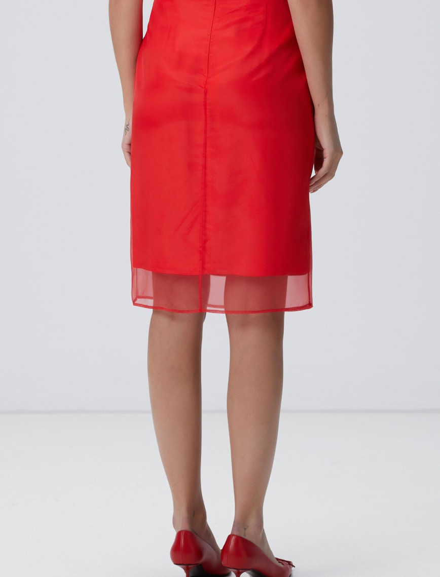 Network Kadın Kırmızı Midi Organze Etek