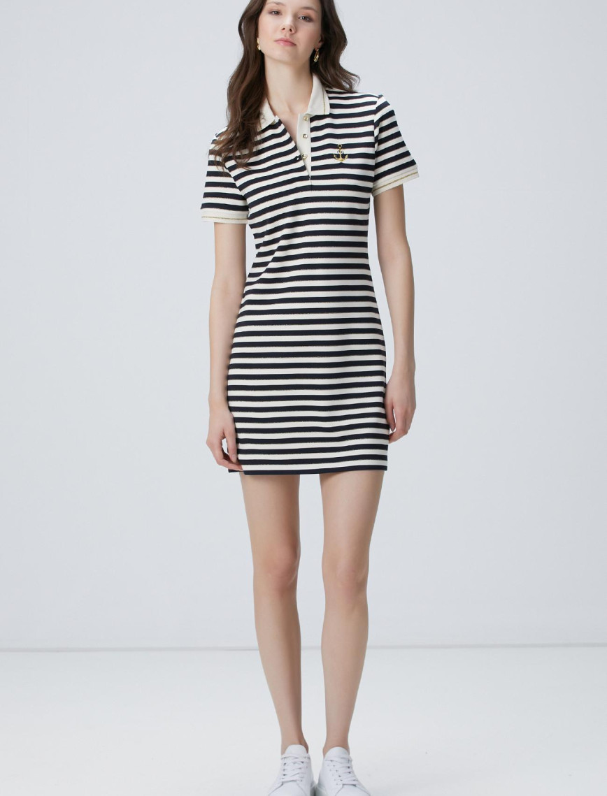 Network Kadın Lacivert Kırık Beyaz Midi Elbise