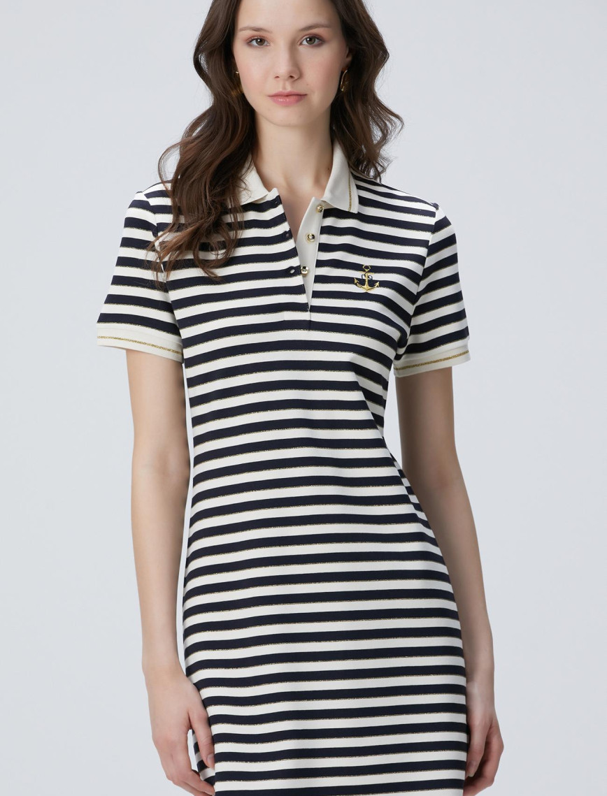 Network Kadın Lacivert Kırık Beyaz Midi Elbise