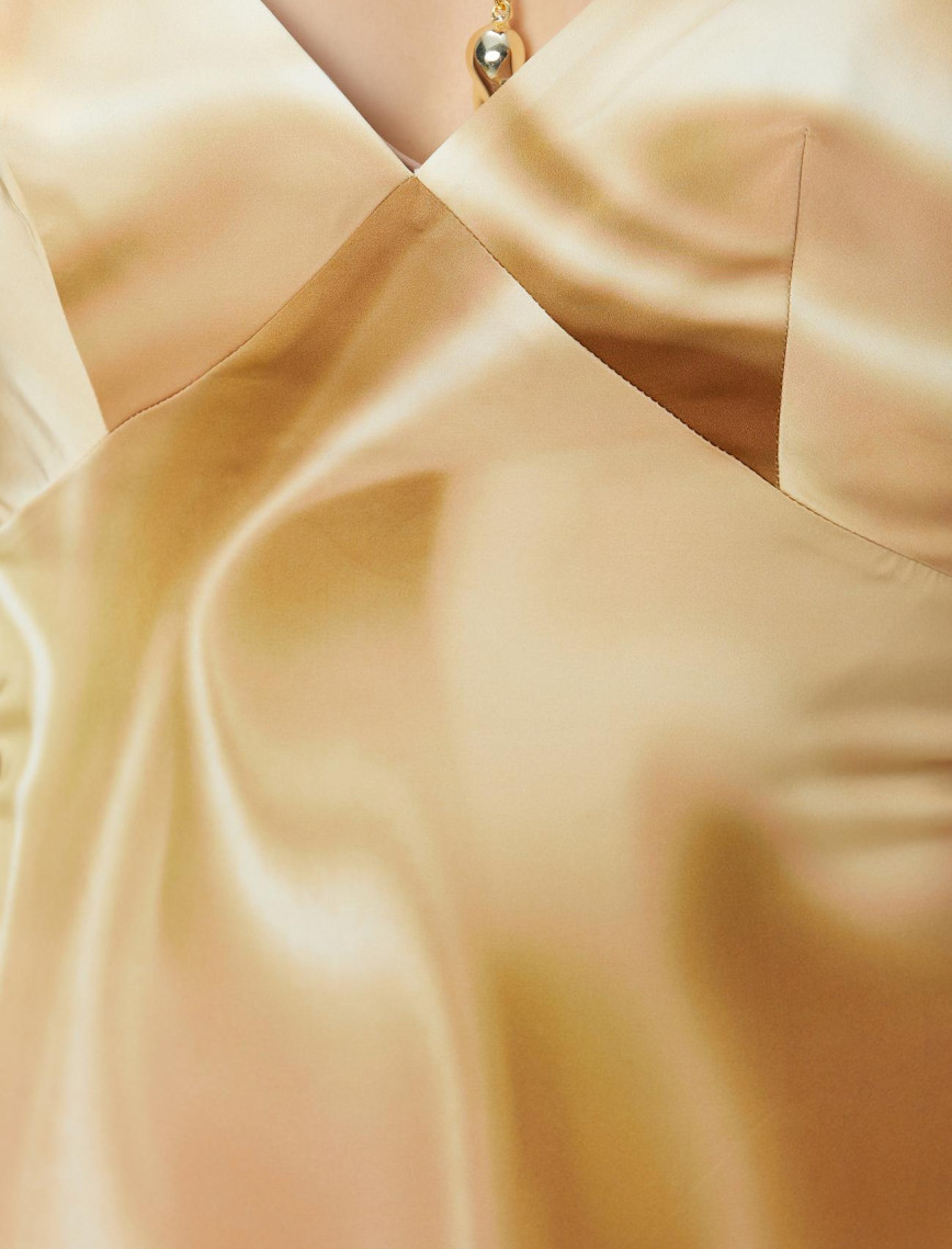 Network Kadın Bej Desenli Maksi Abiye Elbise