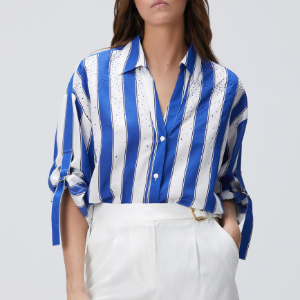 Network Kadın Lacivert Beyaz Çizgili Gömlek Network Kadın Lacivert Beyaz Çizgili Gömlek