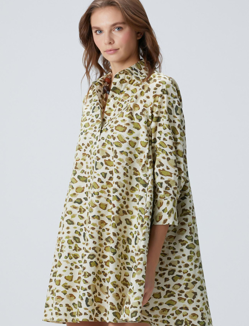 Network Kadın Yeşil Leopar Desenli Elbise