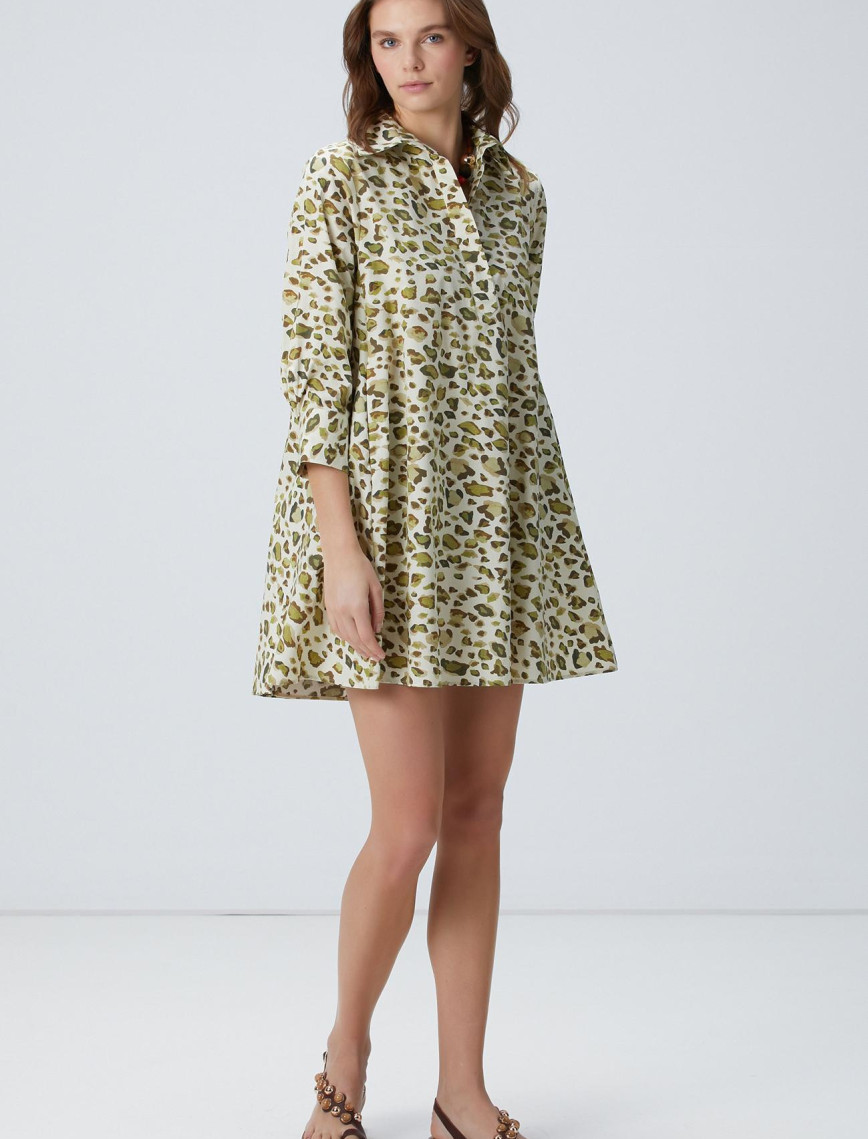 Network Kadın Yeşil Leopar Desenli Elbise