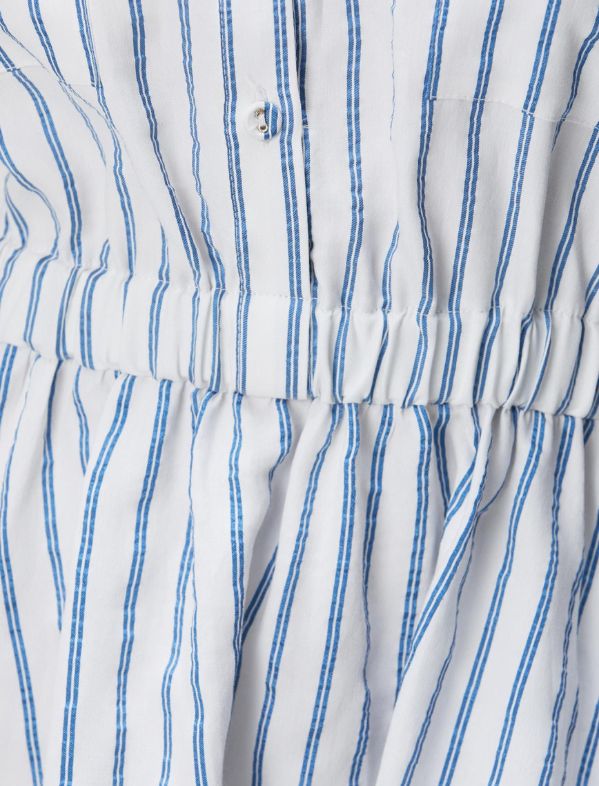 Network Kadın Mavi Beyaz Çizgili Midi Elbise Network Kadın Mavi Beyaz Çizgili Midi Elbise