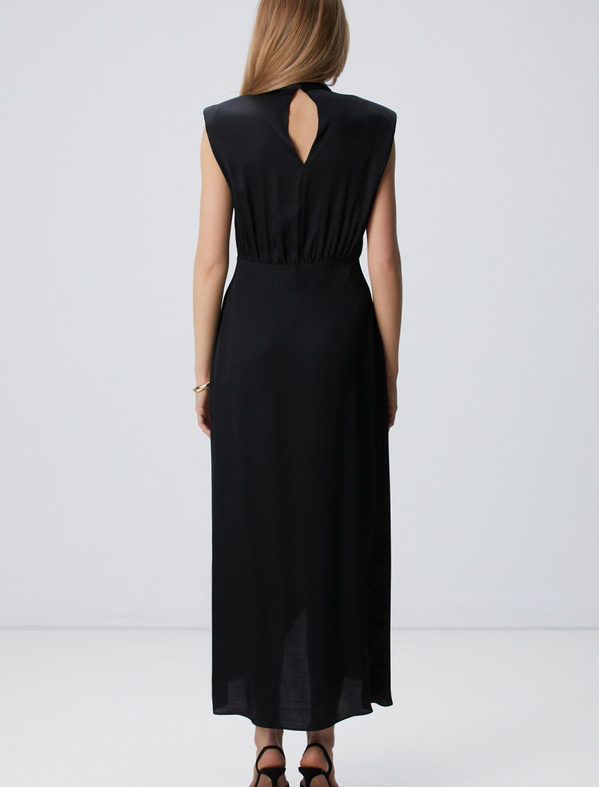 Network Kadın Siyah Midi Boy Elbise