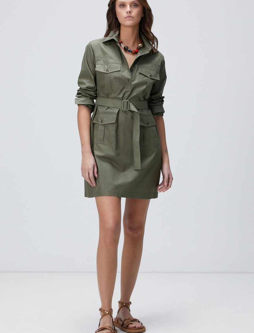 Network Kadın Haki Mini Elbise