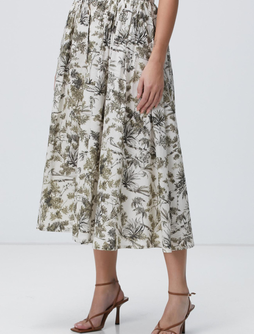 Network Kadın Haki Desenli Midi Etek Network Kadın Haki Desenli Midi Etek