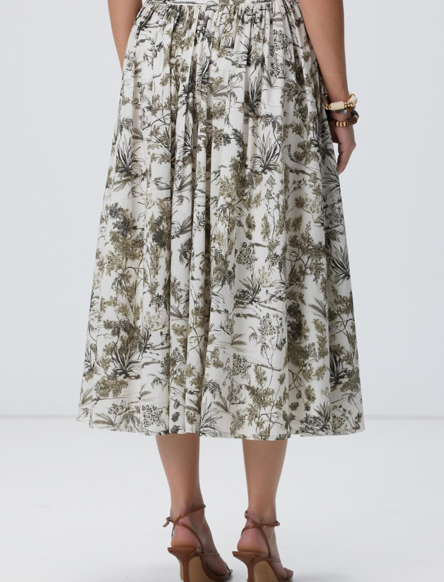 Network Kadın Haki Desenli Midi Etek Network Kadın Haki Desenli Midi Etek