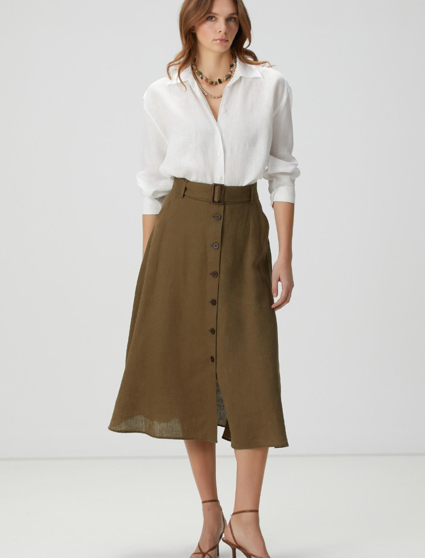 Network Kadın Beyaz Keten Gömlek Network Kadın Beyaz Keten Gömlek