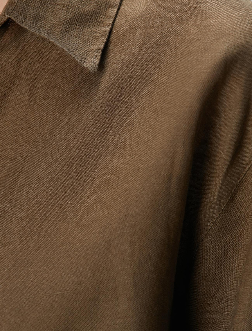 Network Kadın Haki Keten Gömlek