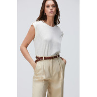 Network Kadın Kırık Beyaz Apoletli Baskılı T-shirt Network Kadın Kırık Beyaz Apoletli Baskılı T-shirt