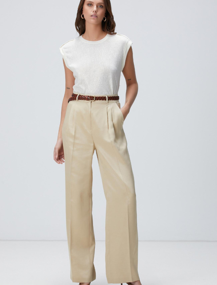 Network Kadın Kırık Beyaz Apoletli Baskılı T-shirt Network Kadın Kırık Beyaz Apoletli Baskılı T-shirt