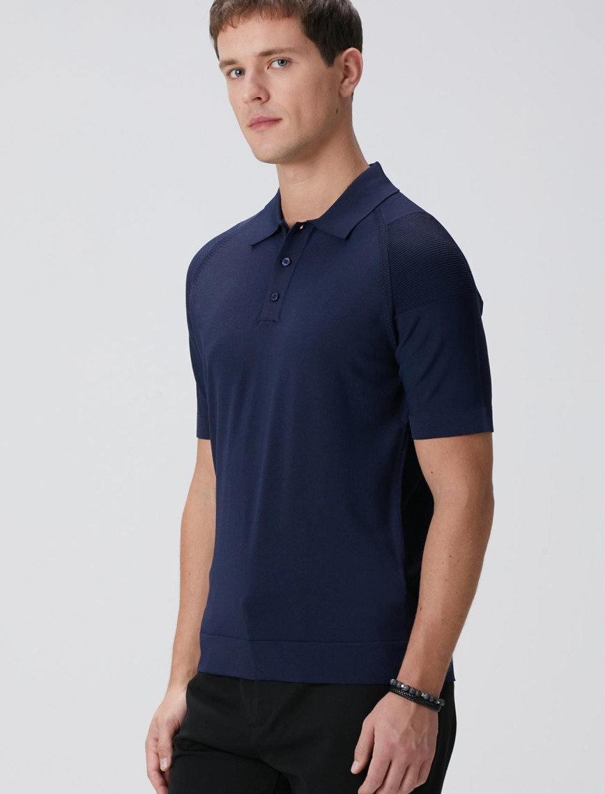 Network Erkek N-Tech Lacivert Polo Yaka Triko Kazak