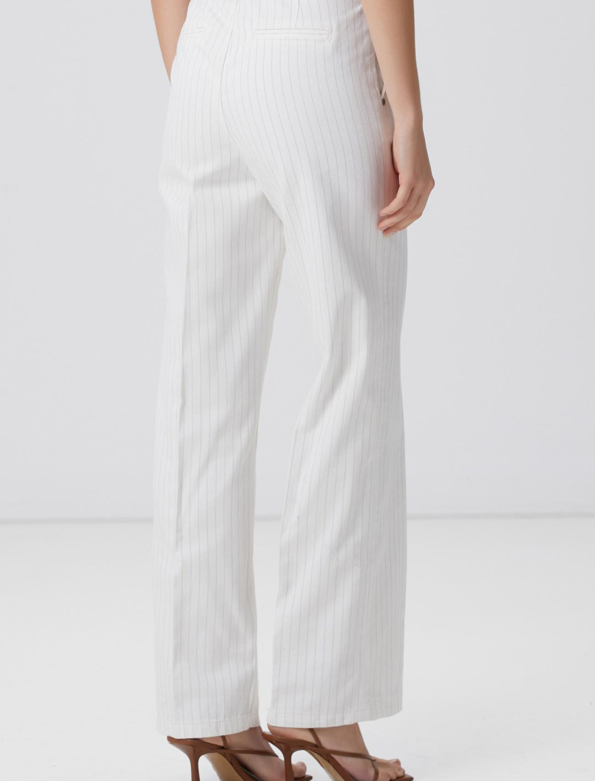 Network Kadın Kırık Beyaz Çizgili Denim Pantolon Network Kadın Kırık Beyaz Çizgili Denim Pantolon