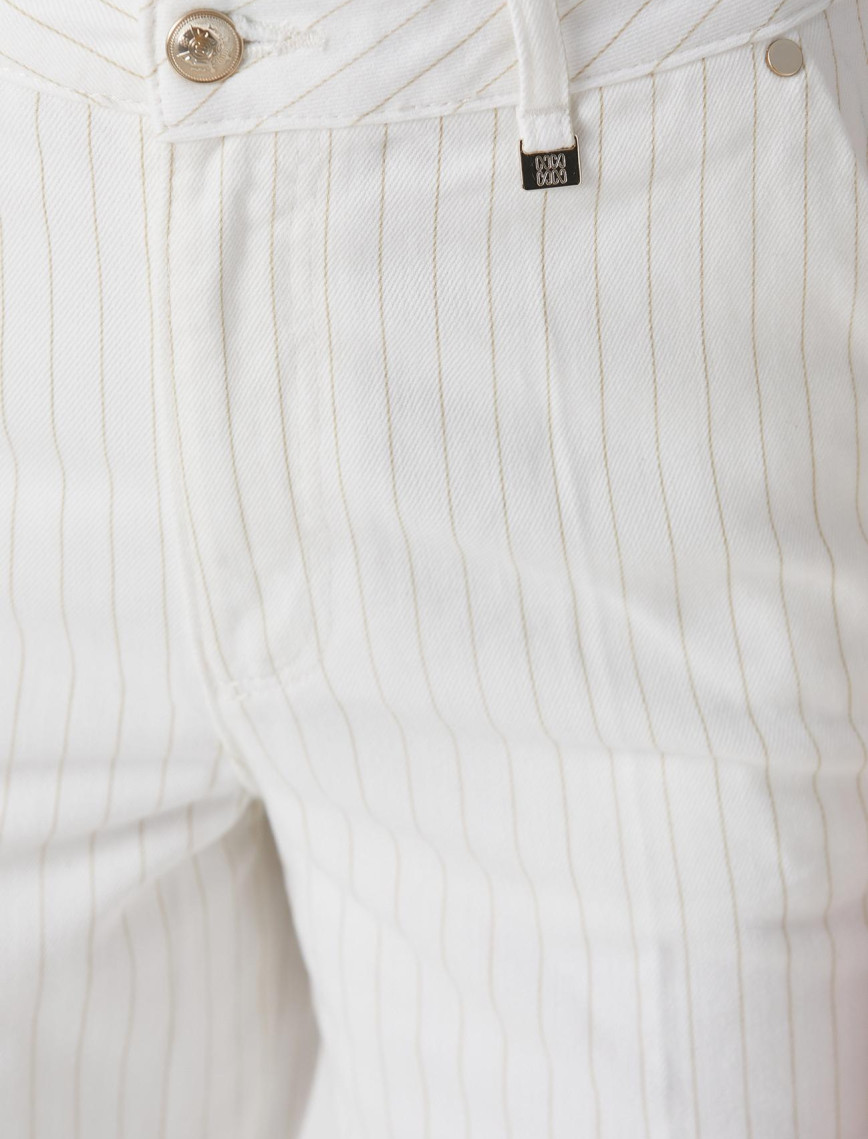 Network Kadın Kırık Beyaz Çizgili Denim Pantolon Network Kadın Kırık Beyaz Çizgili Denim Pantolon