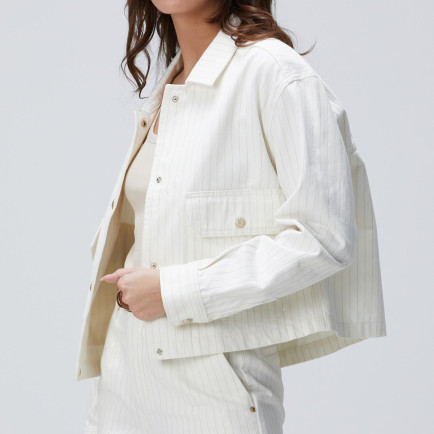 Network Kadın Kırık Beyaz Çizgili Denim Mont Network Kadın Kırık Beyaz Çizgili Denim Mont