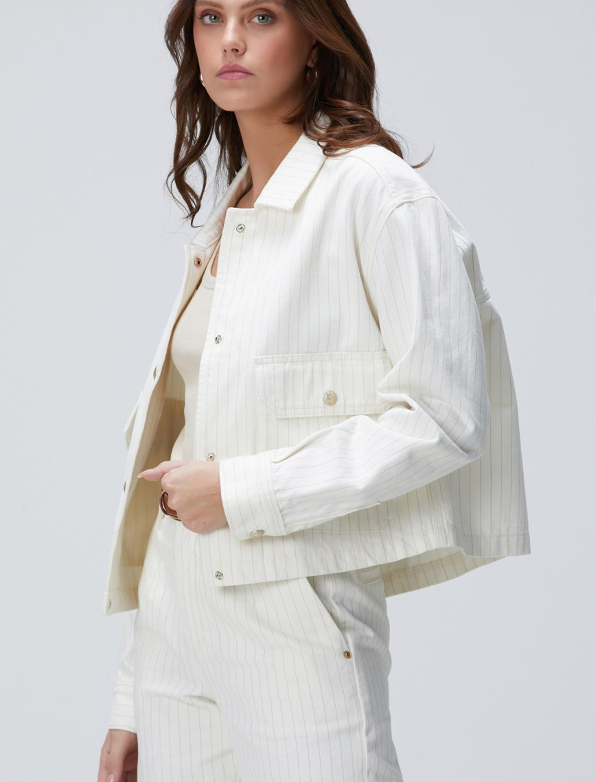 Network Kadın Kırık Beyaz Çizgili Denim Mont Network Kadın Kırık Beyaz Çizgili Denim Mont