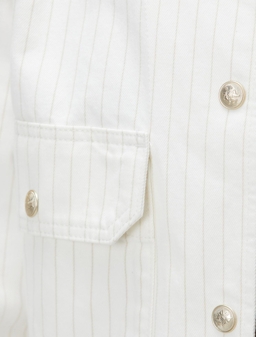 Network Kadın Kırık Beyaz Çizgili Denim Mont Network Kadın Kırık Beyaz Çizgili Denim Mont