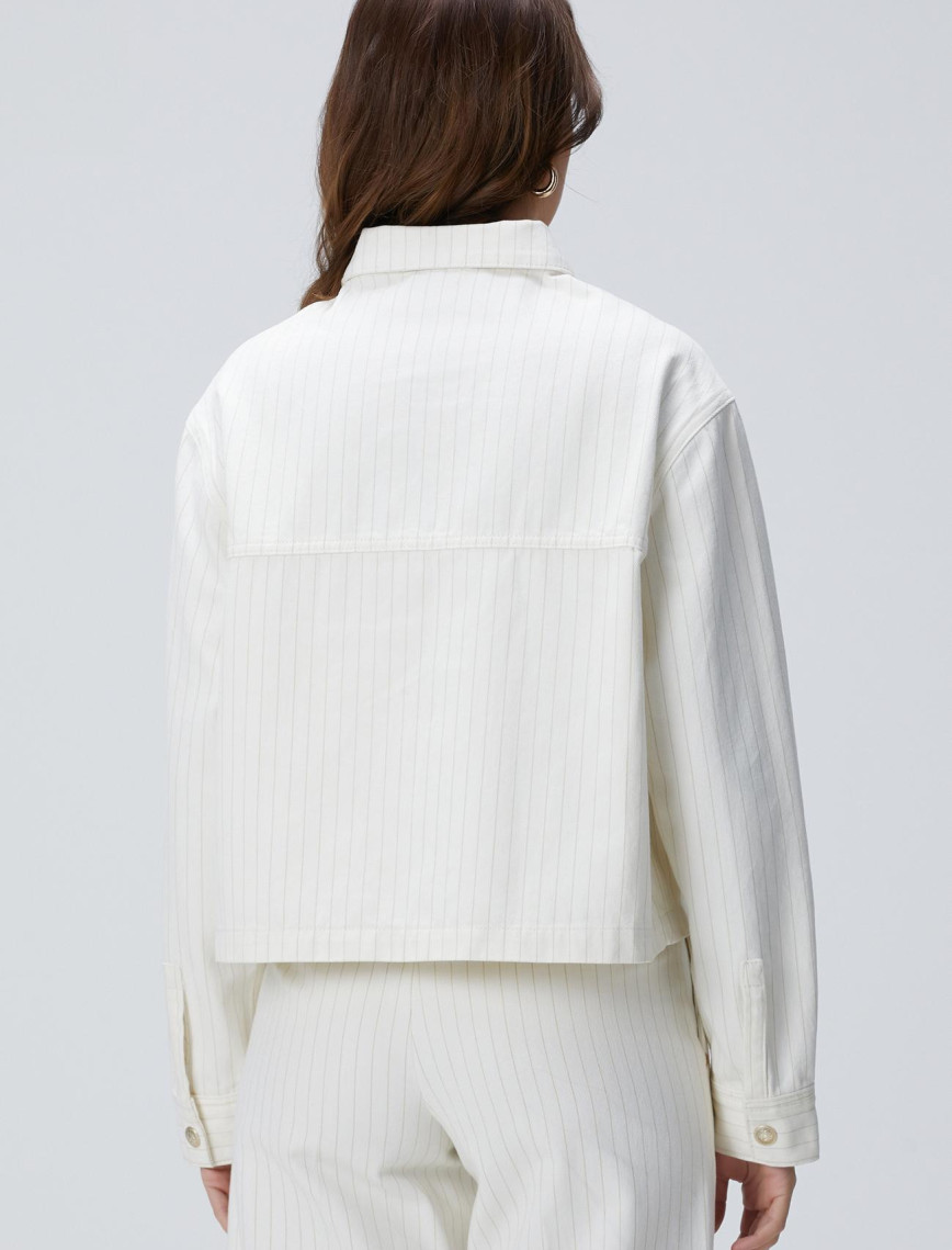 Network Kadın Kırık Beyaz Çizgili Denim Mont Network Kadın Kırık Beyaz Çizgili Denim Mont