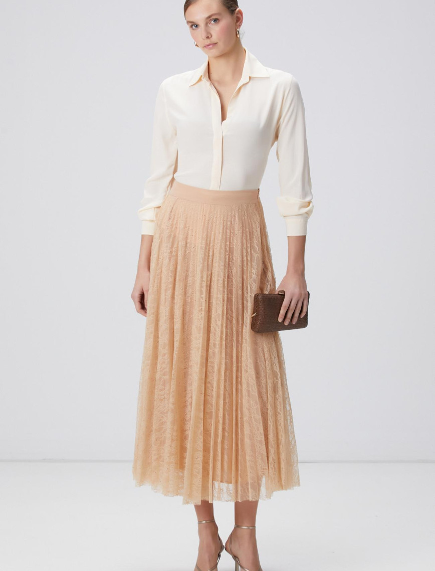 Network Kadın Limited Bej Midi Dantel Etek Network Kadın Limited Bej Midi Dantel Etek