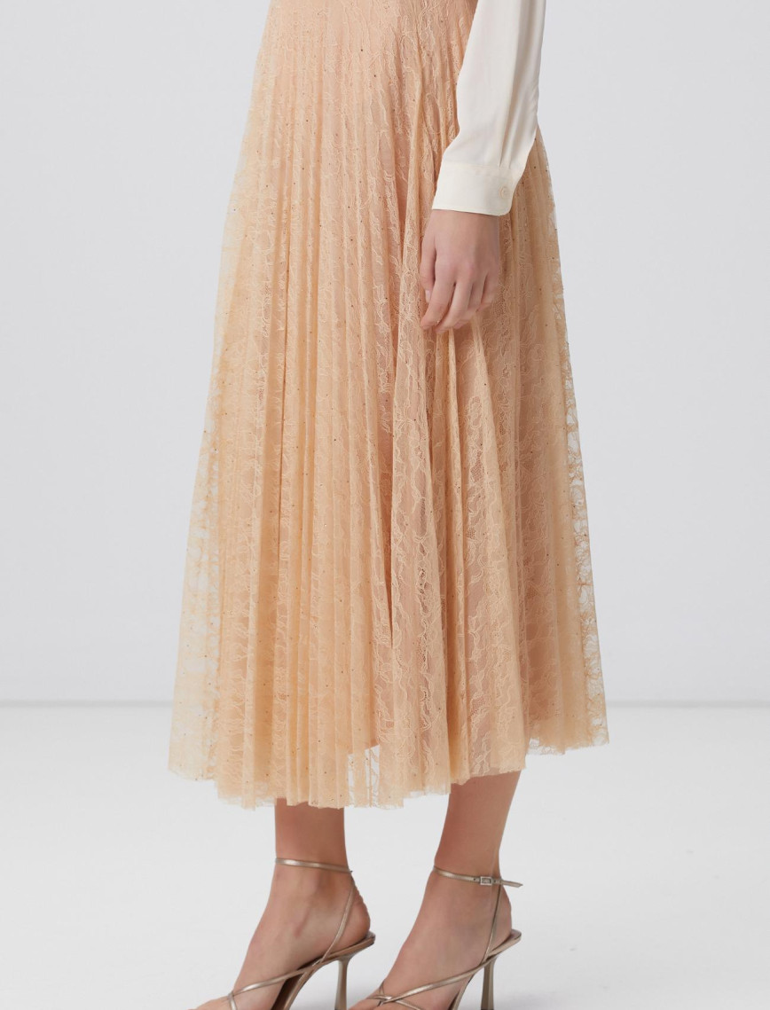 Network Kadın Limited Bej Midi Dantel Etek Network Kadın Limited Bej Midi Dantel Etek