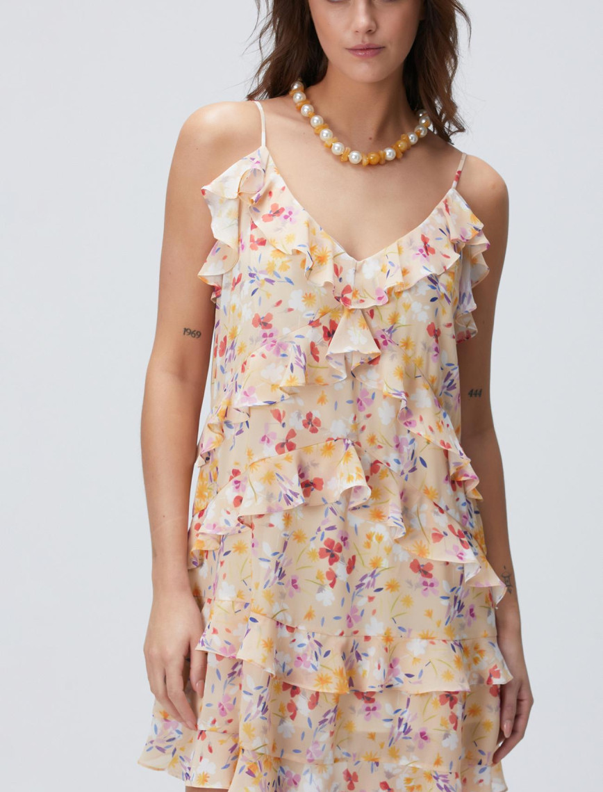 Network Kadın Çok Renkli Desenli Mini Elbise