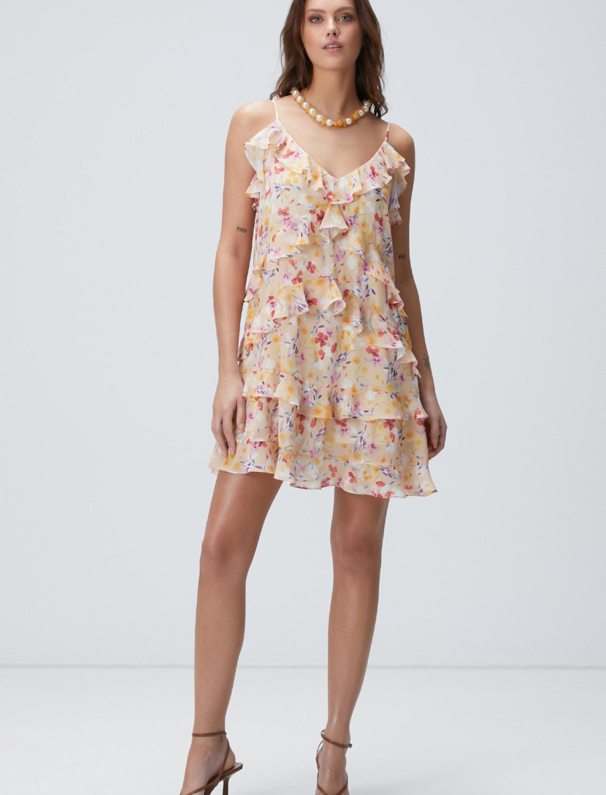 Network Kadın Çok Renkli Desenli Mini Elbise